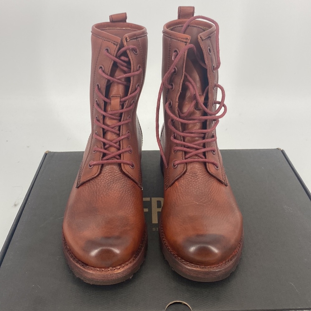 Frye Cherry Brown Ankle Booties Classic Design Smooth Leather - Picture 3 of 9